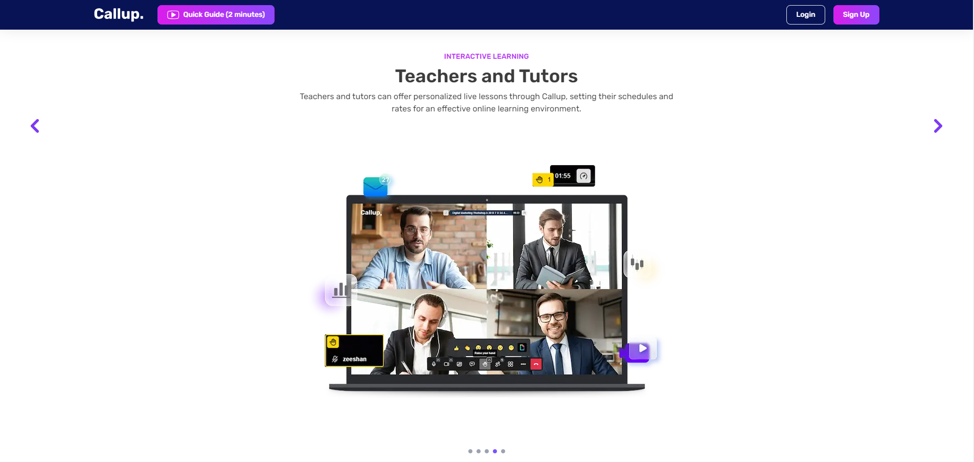 CallUp live learning and consultation landing page