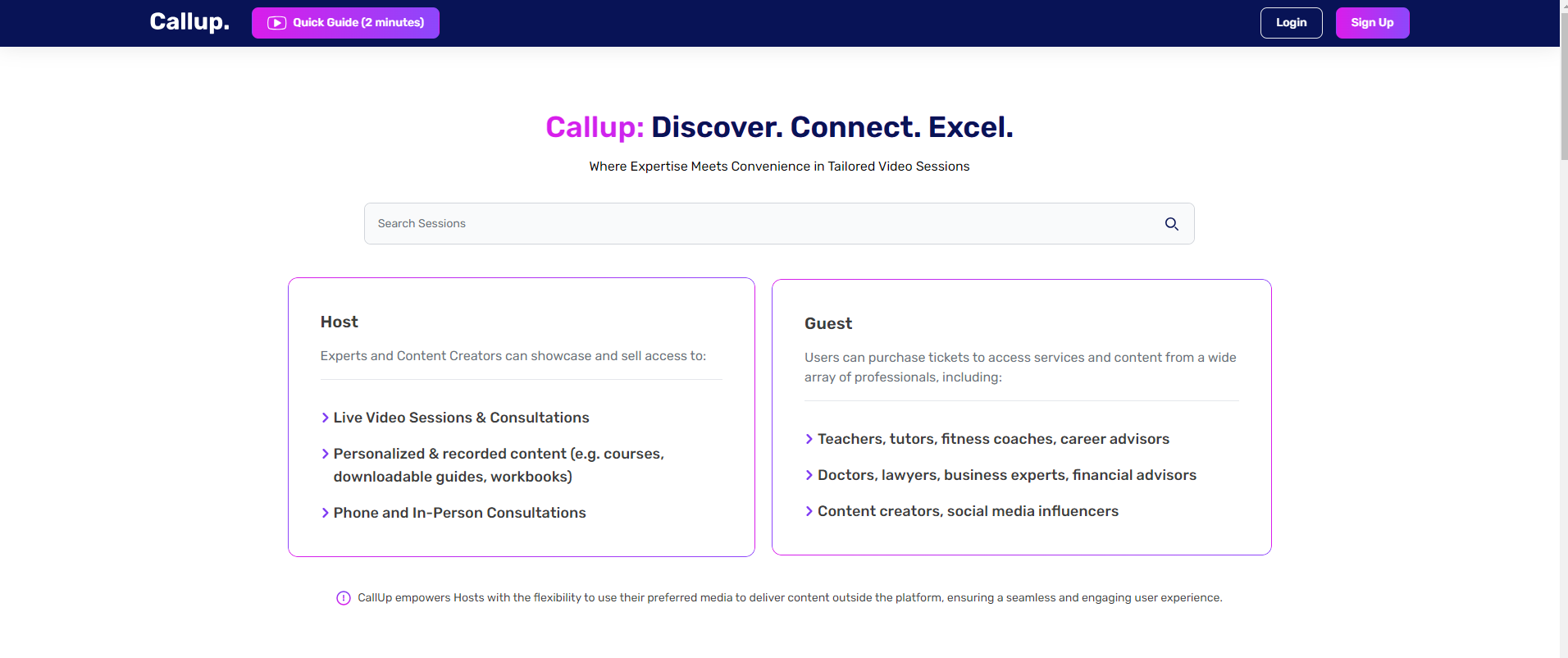 CallUp host and guest overview