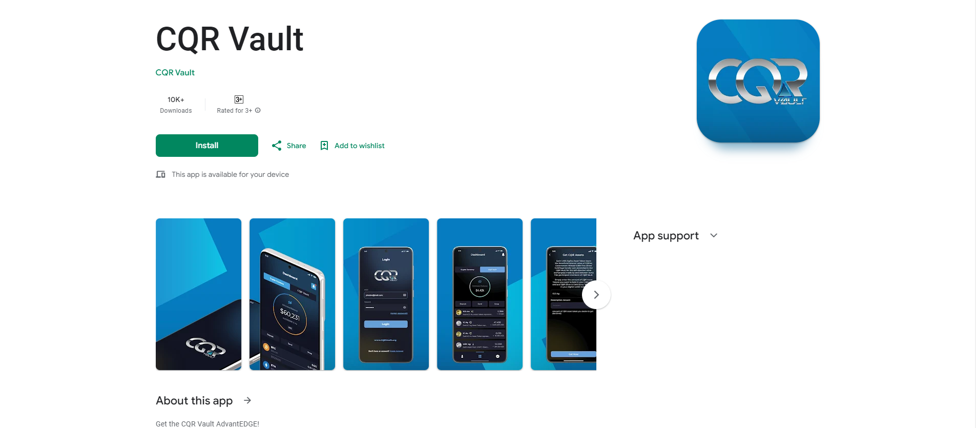 CQR Vault Google Play listing