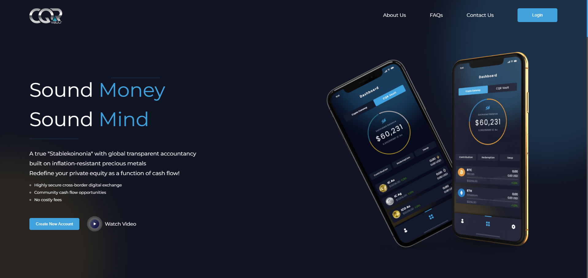 CQR Vault website hero