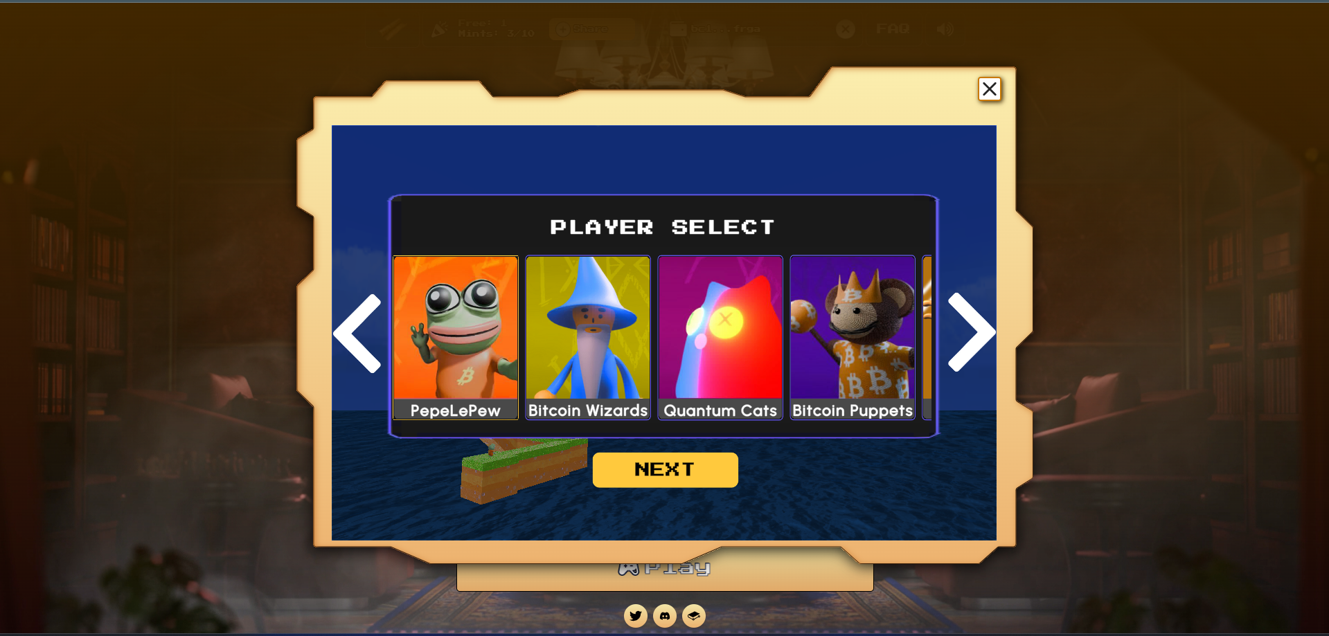 OrdiGotchis player selection screen