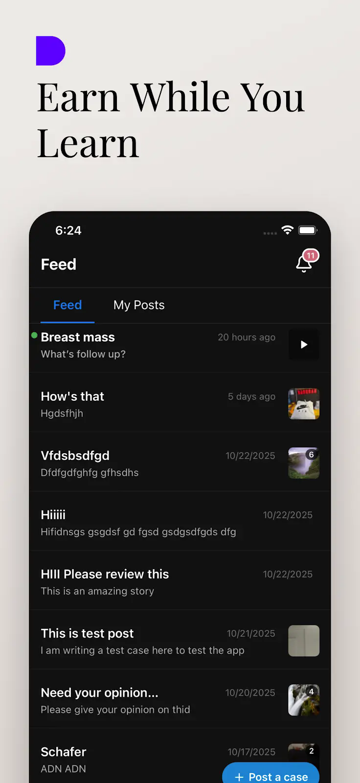 Radish Mobile feed screen