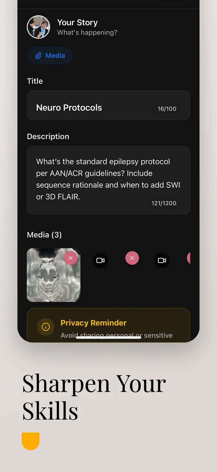 Radish Mobile case-posting screen