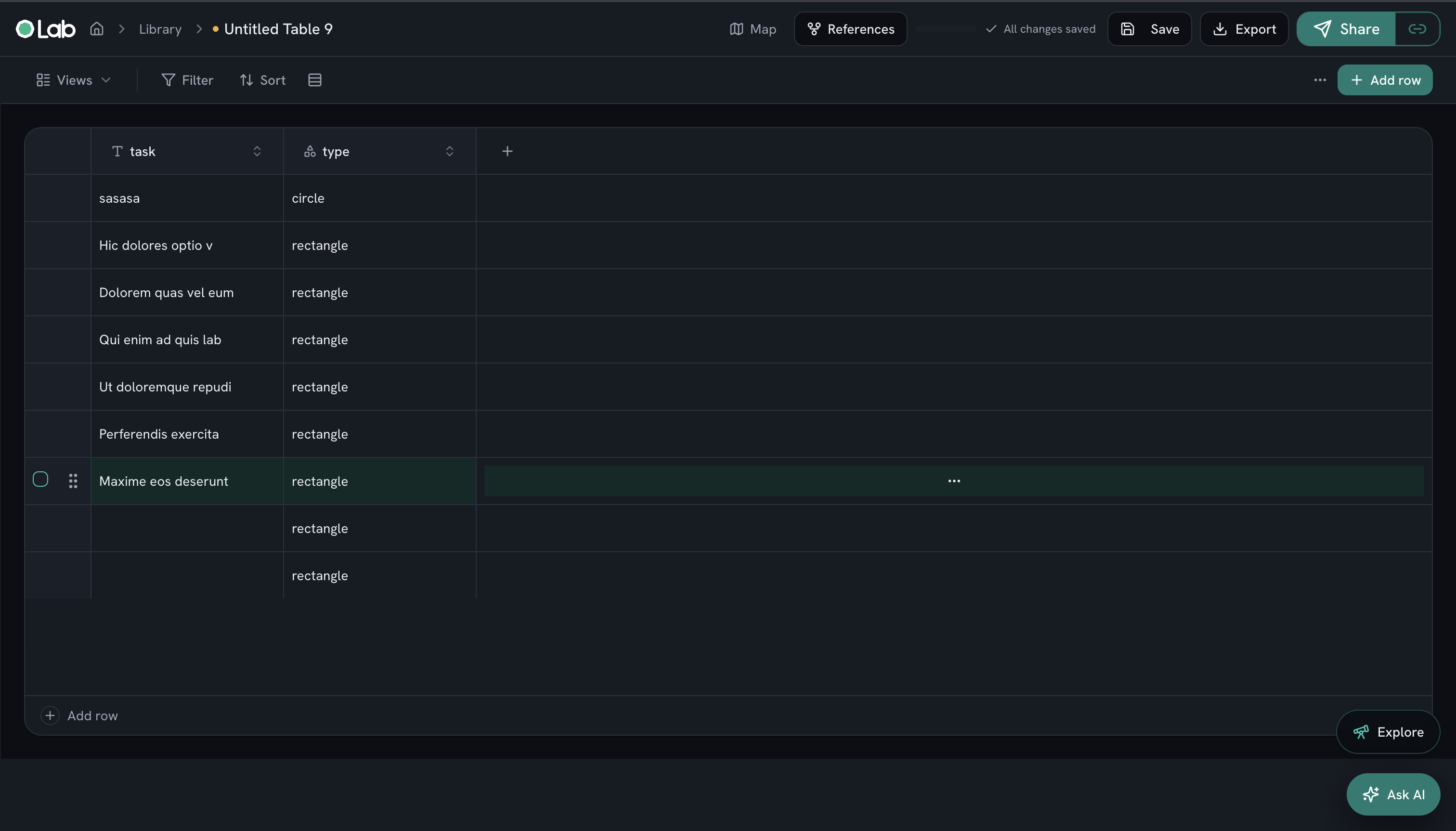 OLAB relational table