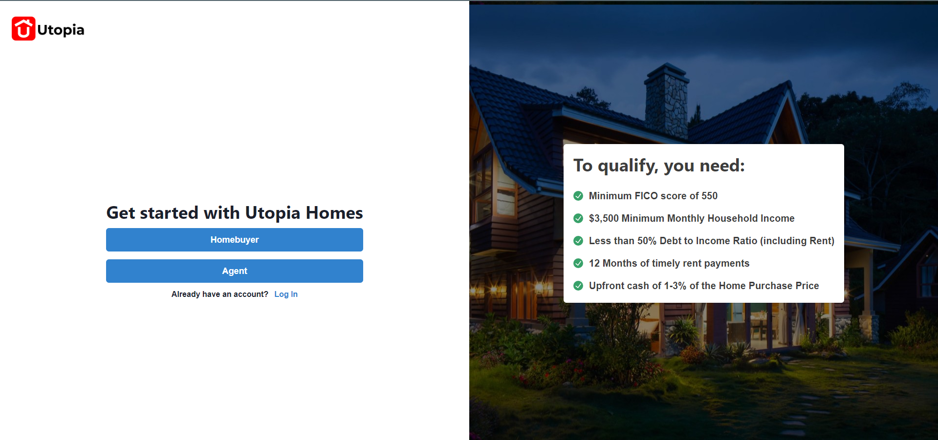 Utopia Homes qualification flow